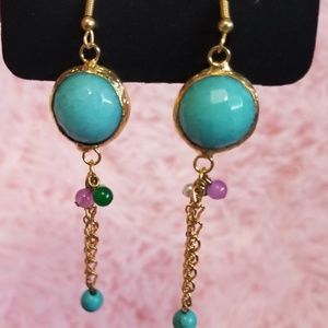 NWT turquoise gold drop earings